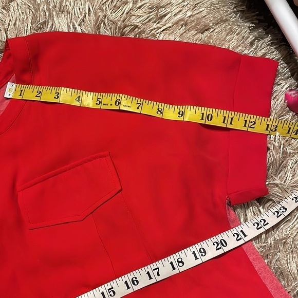 KUT From The Kloth Red Short Sleeve‎ Blouse Size Large - Picture 5 of 9